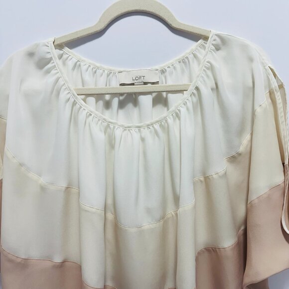 LOFT Women's Polyester Batwing Multi-Color Striped Blouse; Size: S (Small) - Picture 2 of 5